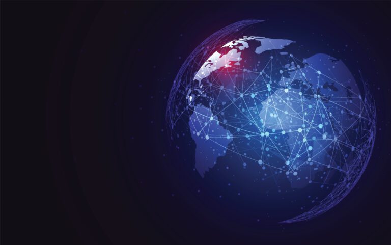Global network connection. World map point and line composition concept of global business